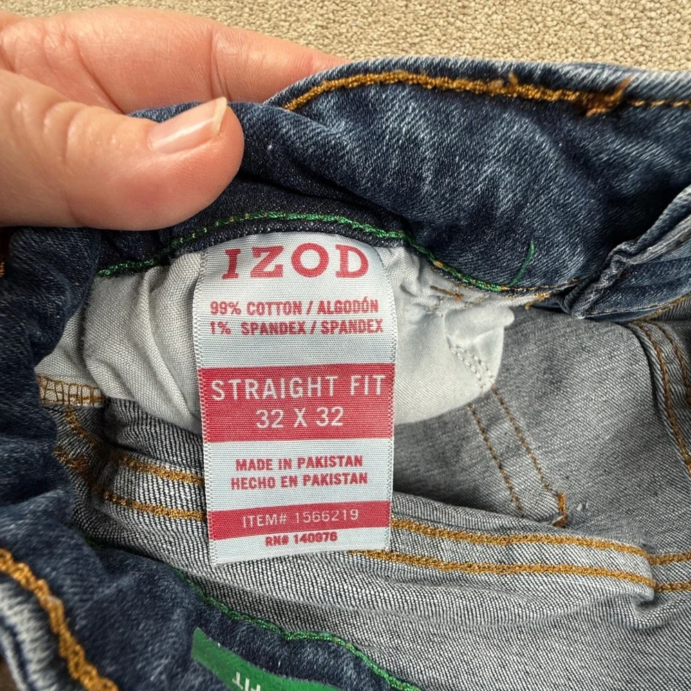 IZOD Straight Fit Mens Jeans Medium Wash Blue Denim 30x30